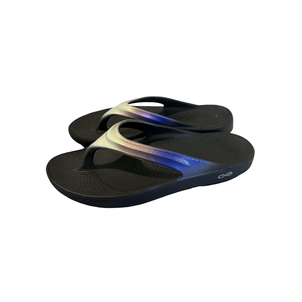 Oofos OOlala Luxe Recovery Flip Flop Sandals Womens size 9 Midnight READ